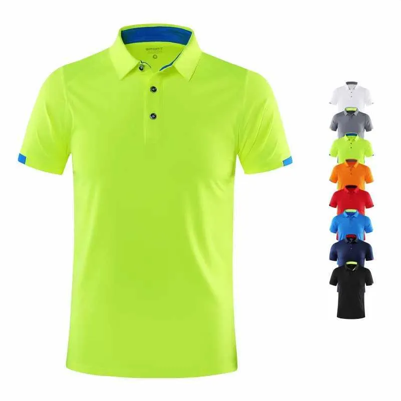 Polos męski Szybki suszenie z krótkim rękawem Company Polo Shirt Brand Brand Oddychanie Lapel Sports 8-kolorowe duże Q240509