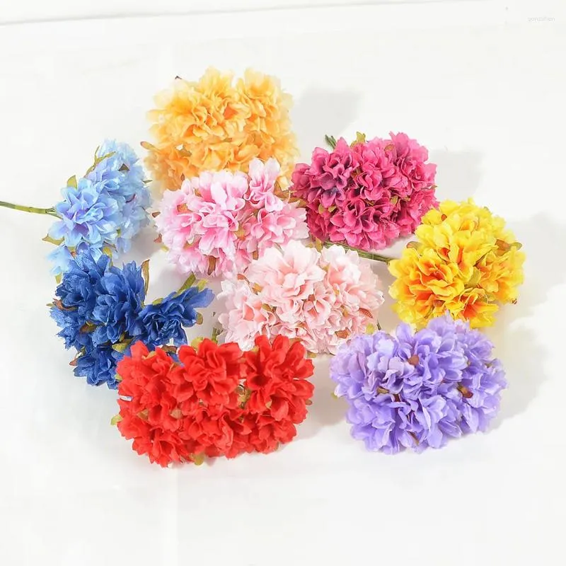 Decorative Flowers 6/60pcs Silk Mini Rose Artificial Bouquet For Wedding Party Decoration DIY Scrapbooking Wreath Craft Fake Flower