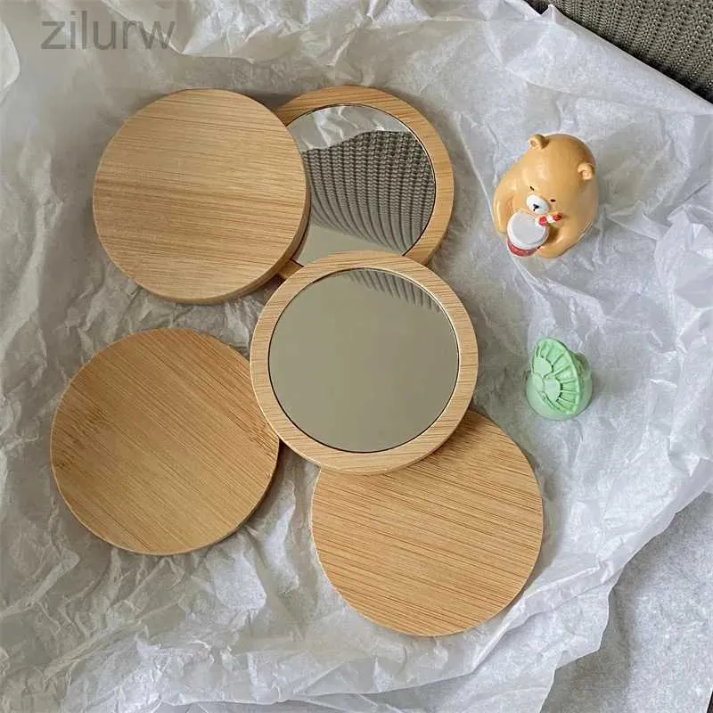 Miroirs compacts NAN WOODEN Portable Makeup Mirror Gift Mini Round Mirror Beauty Makeup Repair Mirror Creative DIY D240510