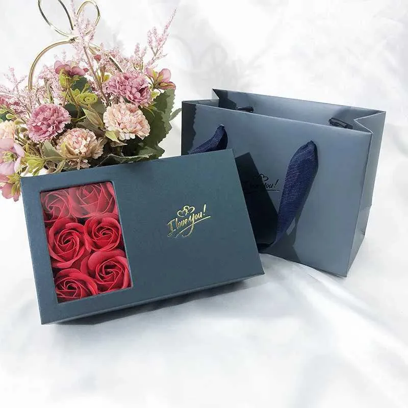 3pcs Geschenkverpackung romantische simulierte Rosenseife Blumenschmuck Geschenkbox Rose Juwelierschachtel Valentinstag Mutter Tag Hochzeits Geburtstagsfeier Geschenke Hülle