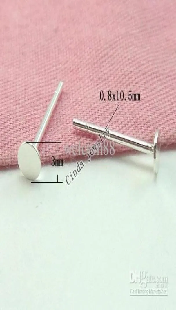 20pcslot 925 STERLING Gümüş Küpe Tırnak Bulguları DIY Craft Moda Takı Hediyesi için Bağlayıcılar 3mm W2953938927