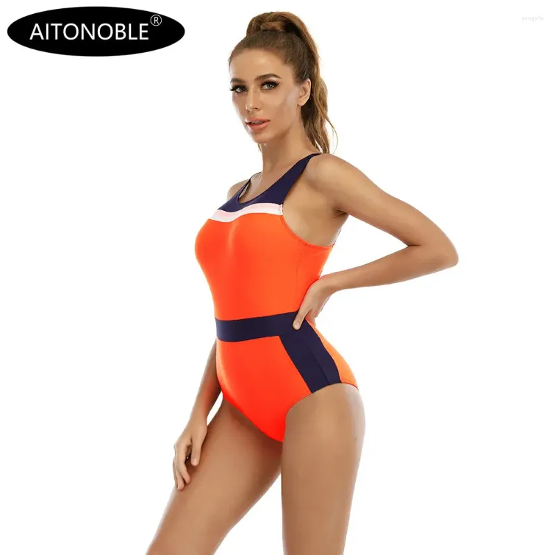 Dames badkleding aitonoble ss2024 dames dames dames uit één stuk zwempak bikini meisjes strandkleding sport met riem