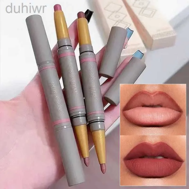 Crayons à lèvres 3D lipliner imperméable en velours durable en velours à double face stylo à lèvres naturels Contour de lèvres D240510