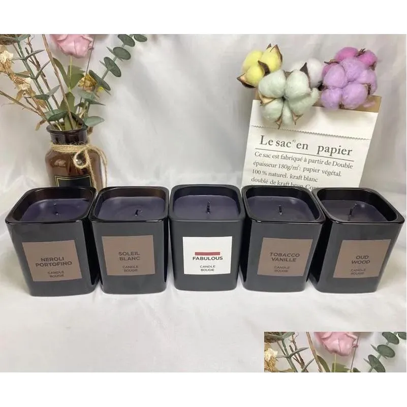 Fragrância Designer Marca perfumada Pers Velas Tobacco Vanille Bougie Candle neutra de longa hora de cera de cera de alta qualidade OTLDQ QROPT OTLDQ