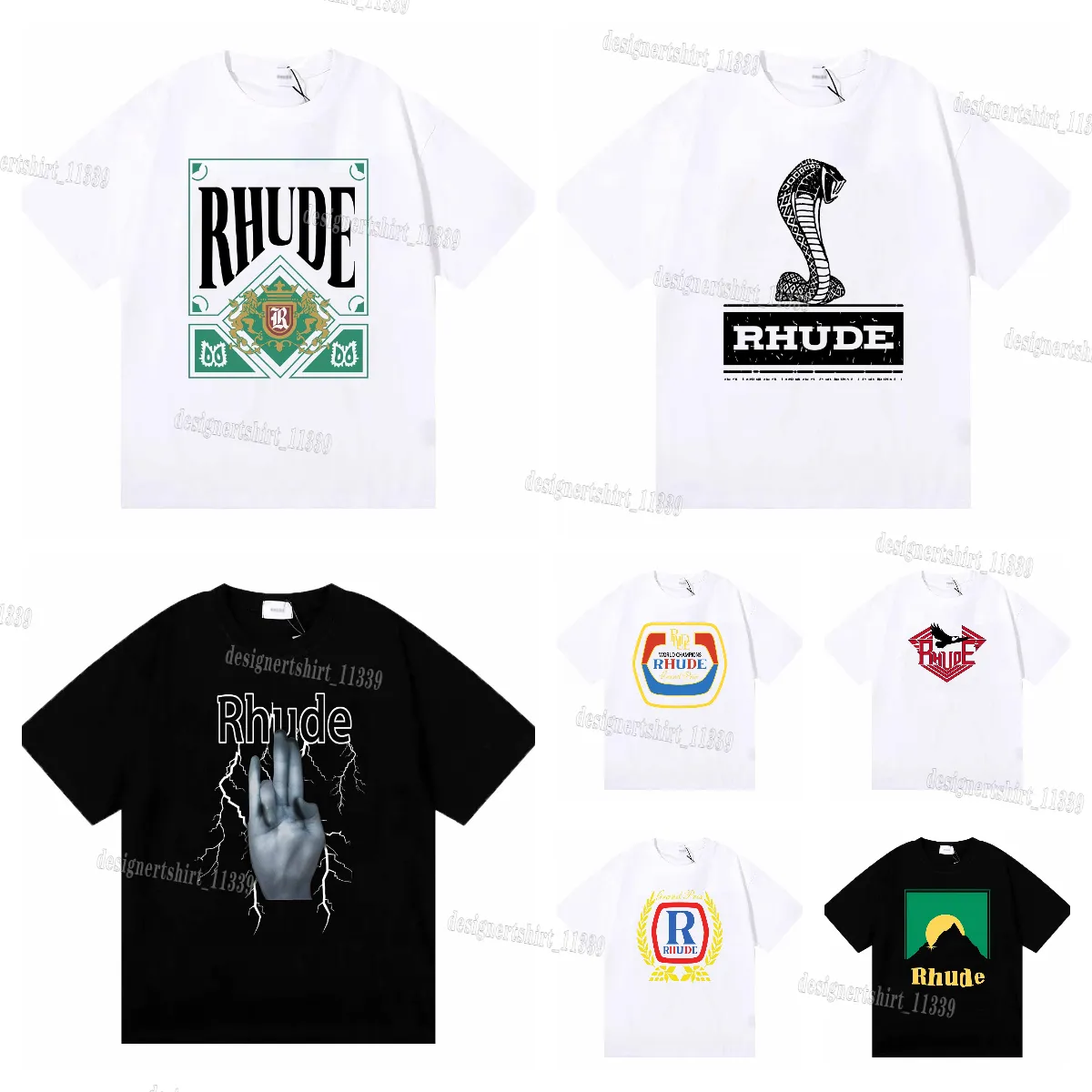 Rhude Tshirts män designer skjorta ser kokosnöt grafisk tee casual t-shirt semester t-shirt bomull t shirt drottning grafisk tee skjorta