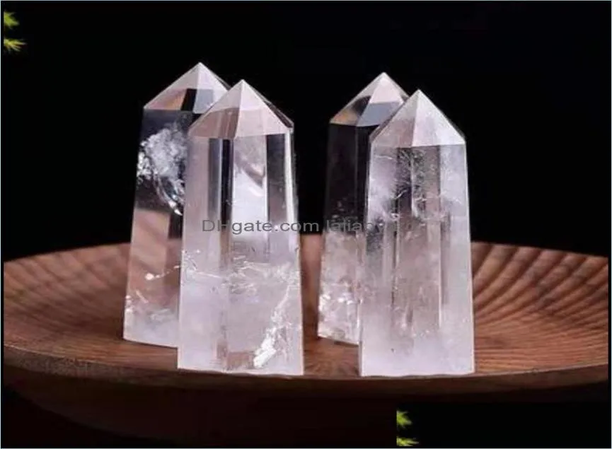 Arts And Crafts Arts Gifts Home Garden White Crystal Tower Ornament Mineral Healing Wands Reiki Natural SixSided Energy Stone Abi6900496