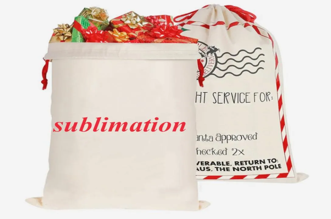 Sac de sacs de Santa Blank Sublimation avec cordon de fermeture des sacs-cadeaux de Noël pour stocker des cadeaux de bas de bas de gré