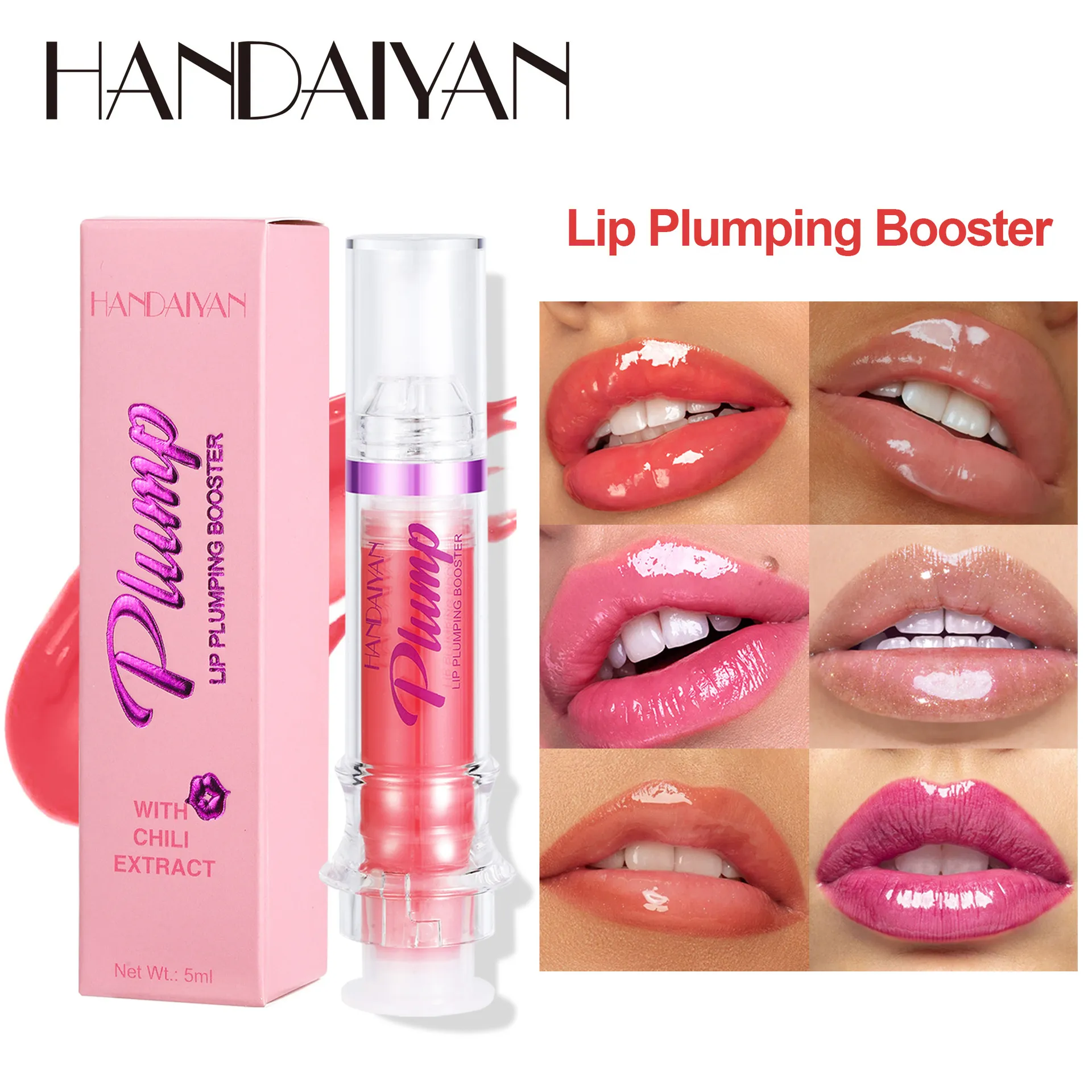 Handaiyan lip vulling booster glanzen hoge glans voor plumper uitziende lippen extreme glans kristalvolume lipolie heet