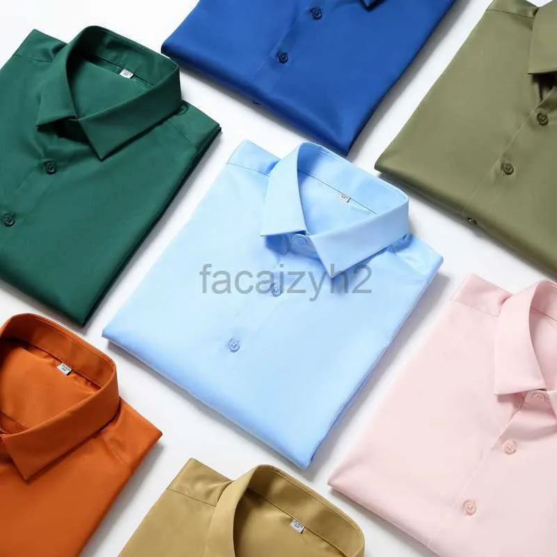 T-shirts masculins et t-shirts Polos 2024 Nouvelle chemise à manches courtes en soie élastique pour hommes de couleur massif masculin