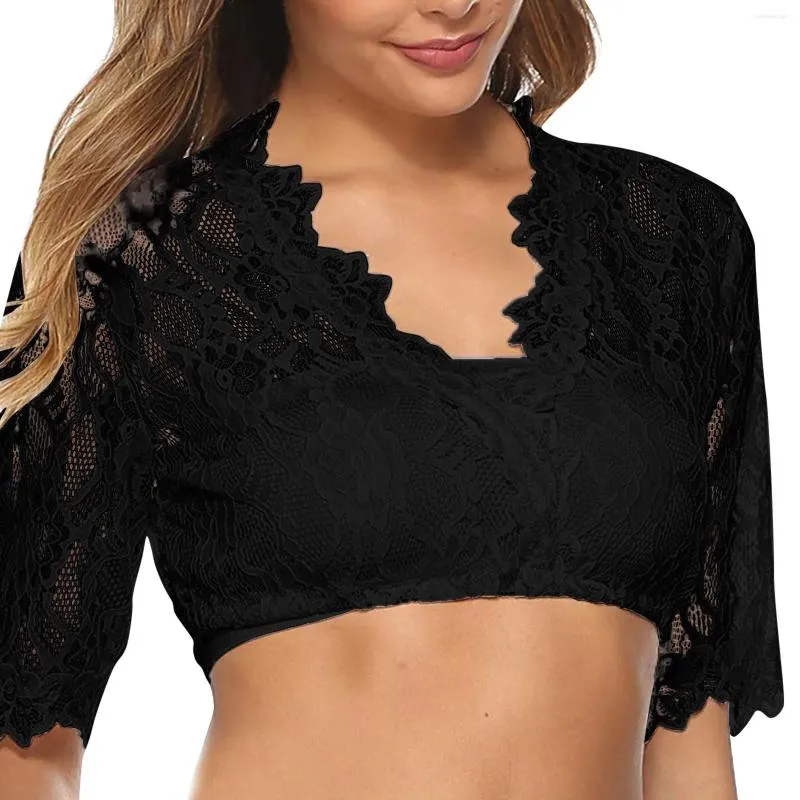 Blouses feminina Painel de renda inferior comum Camisa pequena tops Senhoras elegantes camisas clássicas Festival de cerveja de Halloween Blusa de cor sólida