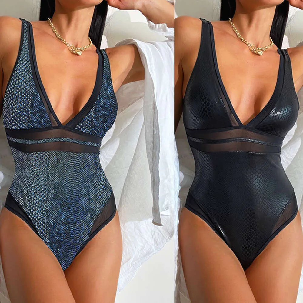 Frauen Badebekleidung 2023 Badeanzug Frauen Neue sexy eng sitzende tiefe V Swimsuit Ins Style One Piece Badeanzug