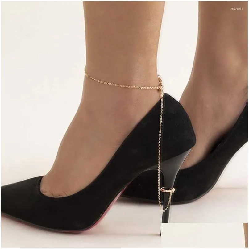 Enkelbanden mode mode met metalen voet sieraden hoge hakken voor vrouwen y enkelarmband op de been sandalen schoenketen accessoires drop leveren oteto