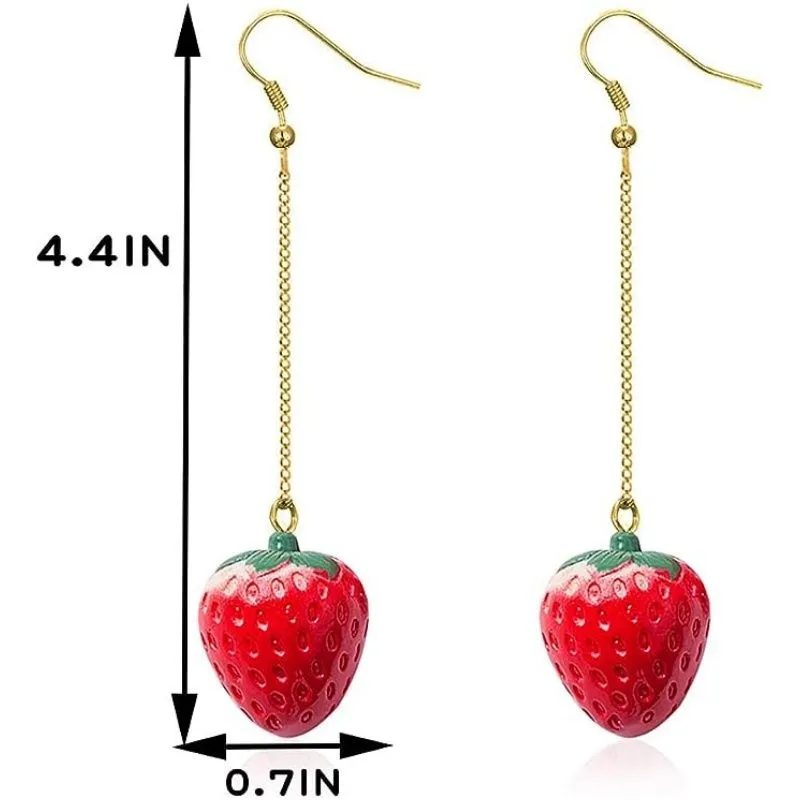 Simulering röd jordgubbe dingle örhänge ny frukt jordgubbe örhänge kvinnlig härlig söt tjej för kvinnliga smycken gåvor