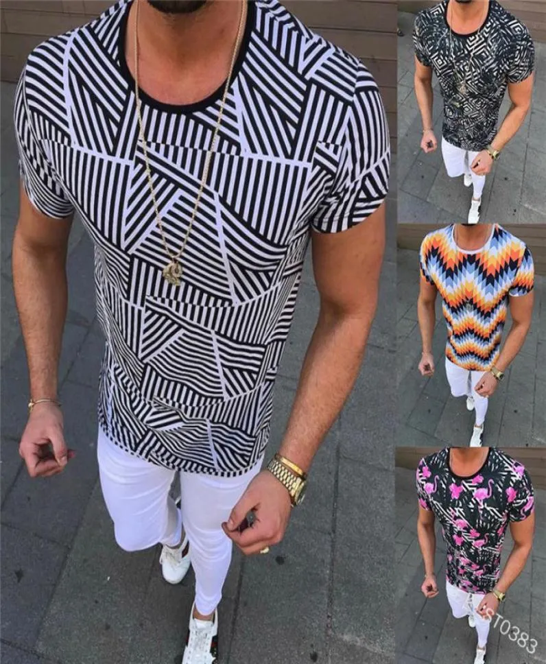 EBaihui 2021 European and American Casual T shirt Trend Men039s Clothing Summer Printed Round Neck Slim Shortsleeved Men0393891805