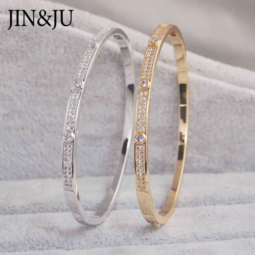 Jinju Gold Color Charm BraceletSbangles For Women Birthday Gift Copper Cubic Zirconia Cuff Braclet Femme Dubai Fashion Jewelry 230N