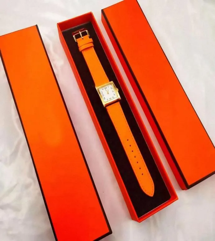 2021 Projektantka mody Watch Watch Orange Quartz Ruch Wysokiej jakości skórzane zegarki dla nadgarstków Montre de Luxe z pomarańczami Box2538904