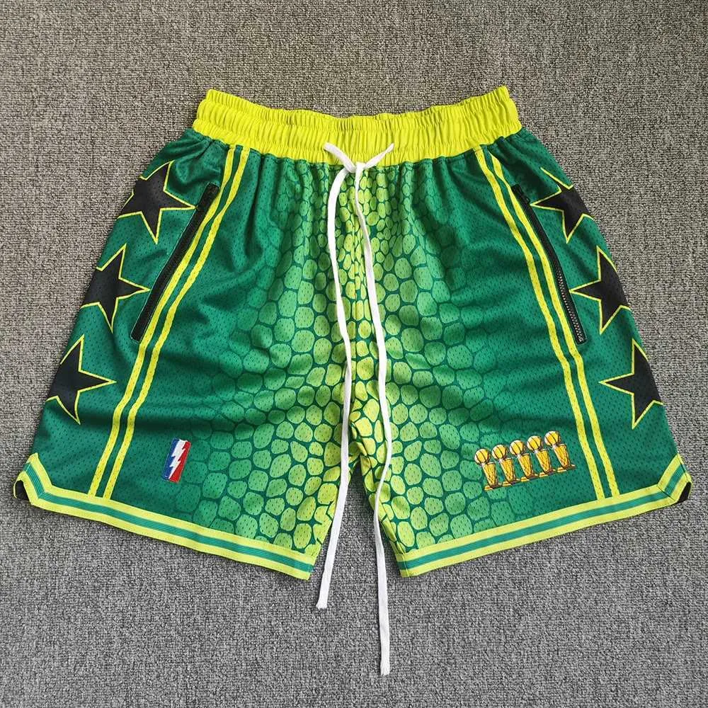 Herren -Shorts Trillest Bryant Mamba Schlangenmuster gedruckt Gradient Green Five Meisterschaft Edition Basketball Shorts mit Reißverschluss Taschen J240510