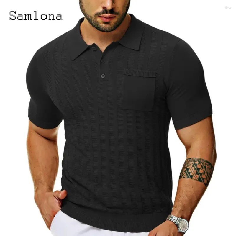 Herren Polos 2024 Amerikanische und europäische Mode Polo -Shirt Plus Size Herren Basic Top Kurzärmel Casual Pullovers Black Khaki Soft Strickwear