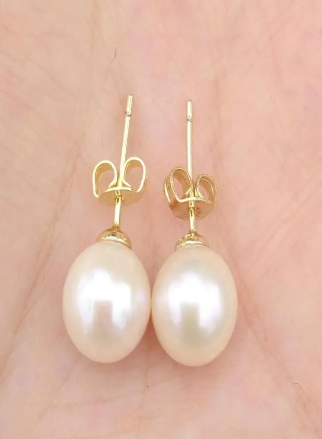 Real Pearl Vi säljer bara Real Pearl Beautiful Ett par 910mm naturligt South Sea White Pearl Earring5097742
