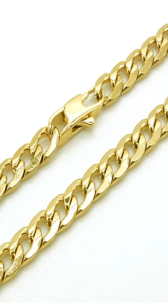 Обухнуть кубинскую цепь 100 Ожерелье из нержавеющей стали 18K Золотая заливка ретро -ювелирные украшения Punk T и CO 6 мм ширина 18 36 дюймов 8756029