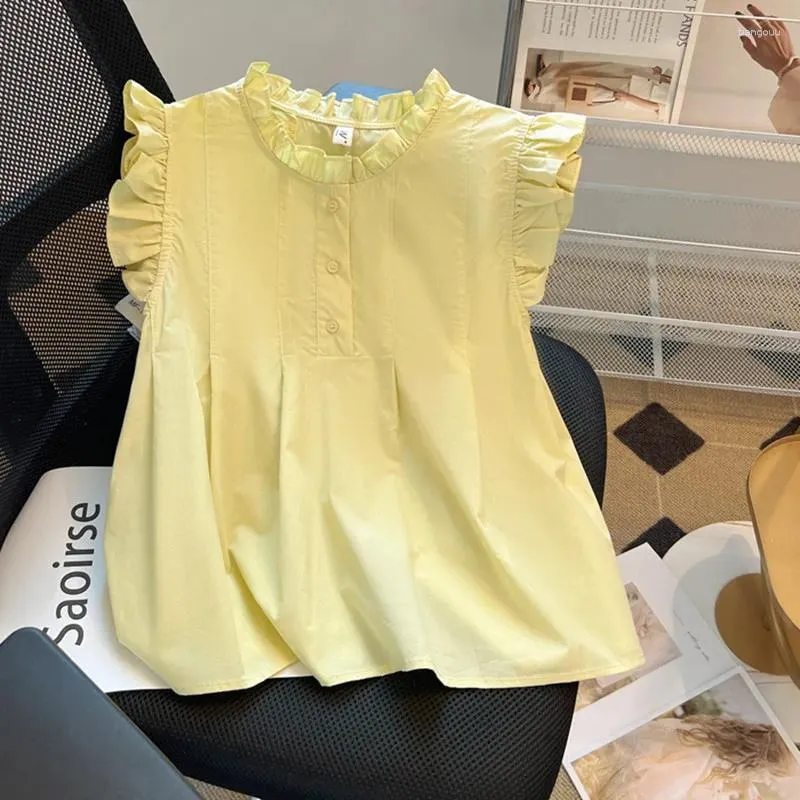 Blouses des femmes Shirts jaunes et esthétique Y2K vintage harajuku élégant mode sans manches