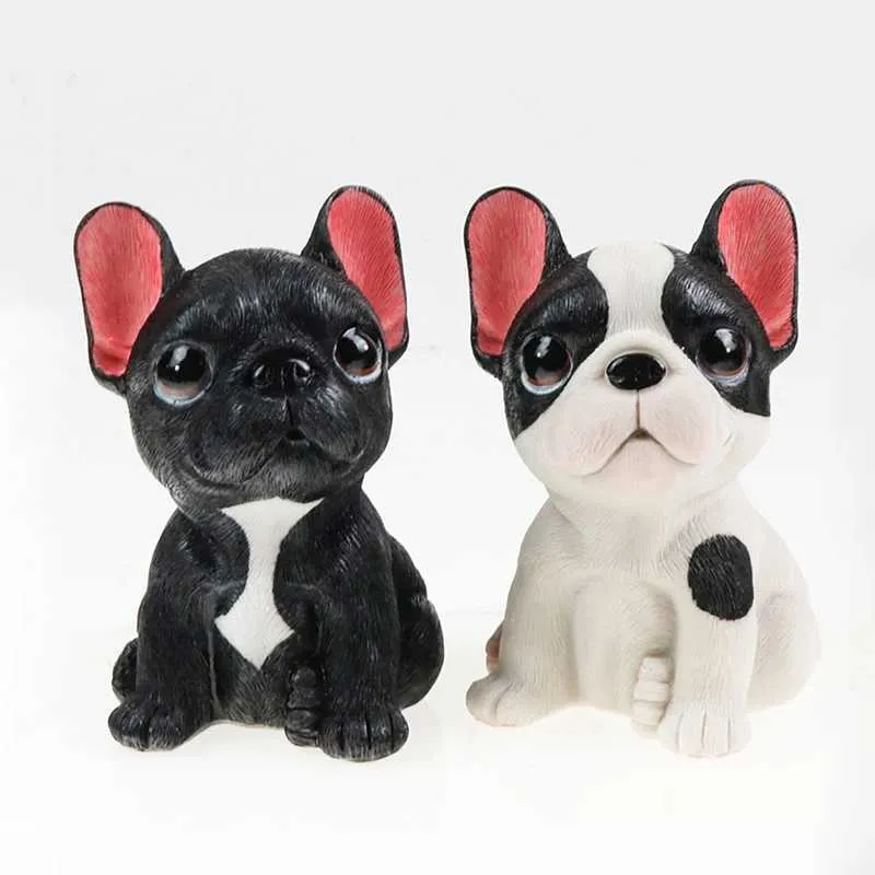 Decorações de interiores Figuras francesas de cães de decoração de bulldog de bulldog figuras de cães em carros bonecas de cachorro