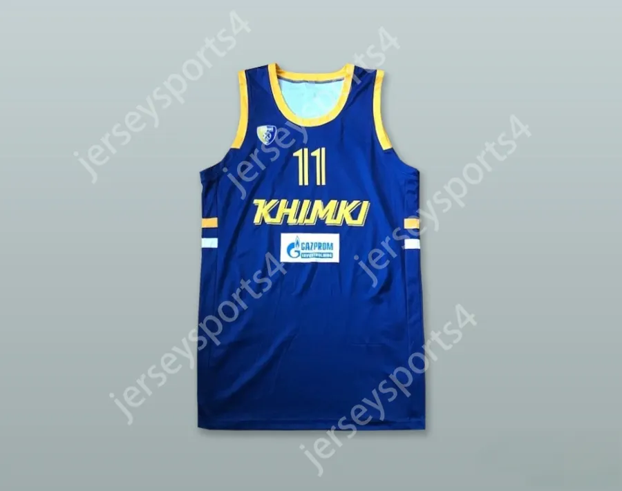 Niestandardowe Nay Men Youth/Kids Andrew Harrison 11 pne Khimki Moscow Rosja Blue Basketball Jersey Top Sched S-6xl