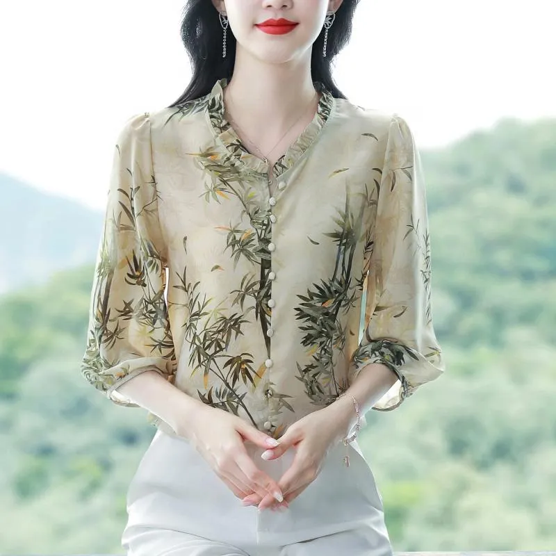 トップス [muguet] chiffon docking blouse chiffon docking blouse