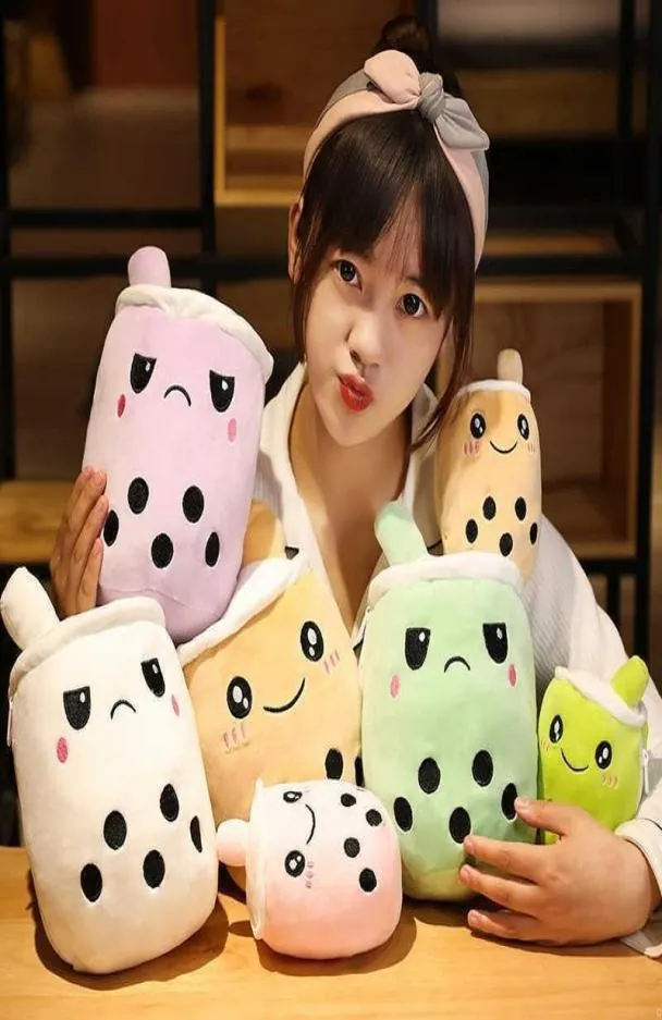2022 Kawaii Reversible Boba Plush Toys Doublesided Bubble Tea Soft Doll Stuffed Twosided Boba Milk Tea Toy Xmas Gifts for Kids9594389