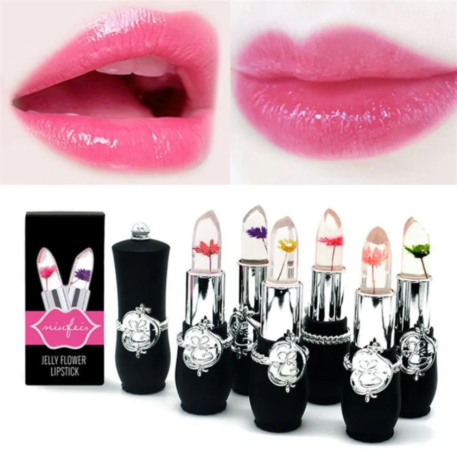 Crystal Flower Jelly Lipstick Teperature Changer la couleur Couleur Batom Transparent Pigment Pigment Tint Makeup MAQUIAGEM BALM8647569