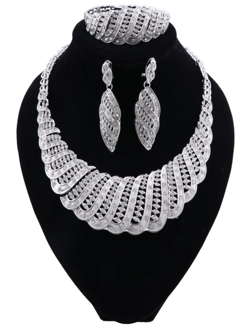 Nuovo Nigerian Wedding Woman Accessori Gioielli Set di gioielli di marca intera Brand Set Dubai Silver Plated Set4224298