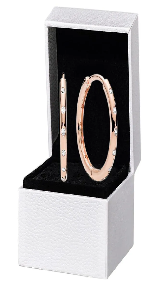 18K Rose Gold Circle Серьга Серьга Оригинальный бокс для аутентичных 925 Серебряных женщин Свадьба Full Cz Diamond Serrings1246264