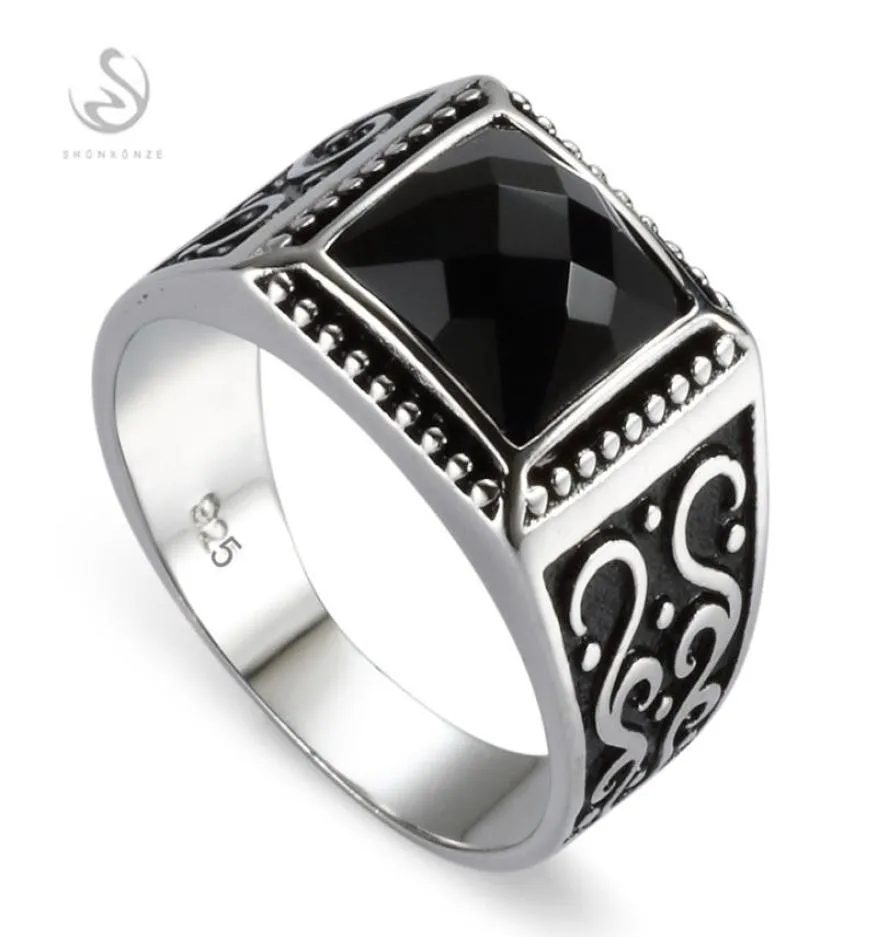 Eulonvan Engagement Wedding 925 Sterling Silver Male Finger Rings for Men Black Cubic Zirconia Drop S3809サイズ6 13 Cluster7818389