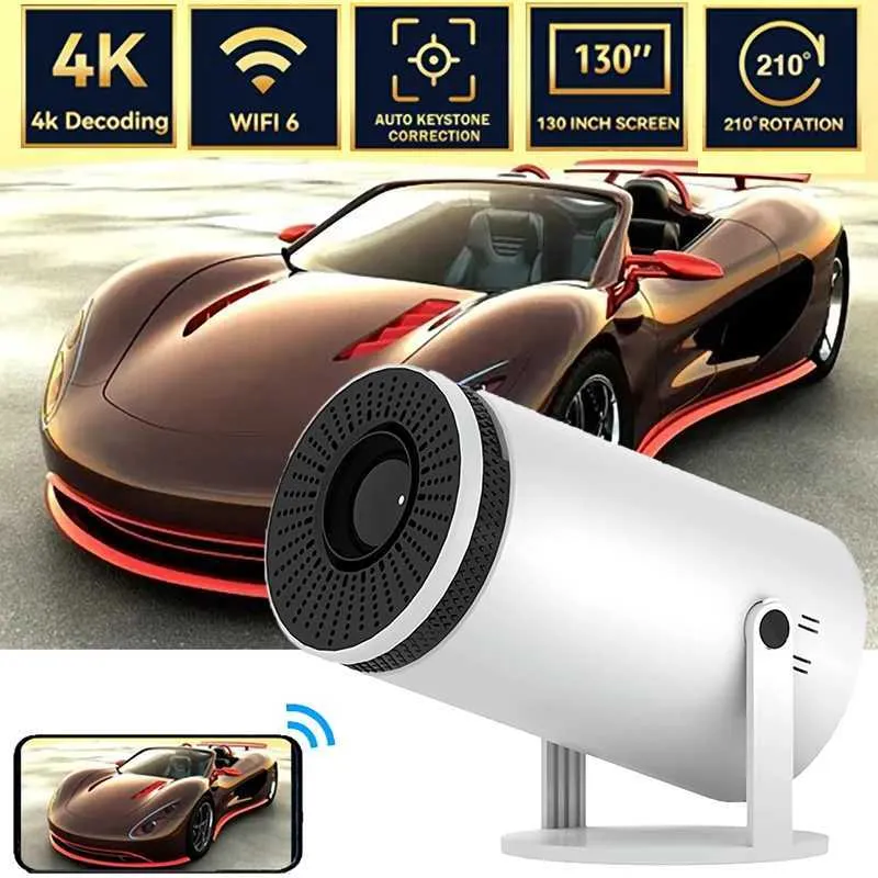 Projectores Wireless Auto Focus Projecor HD 4K Android 12 Wifi6 1280 * 720p 210rotation ao ar livre Cinema em casa Projetor J240509