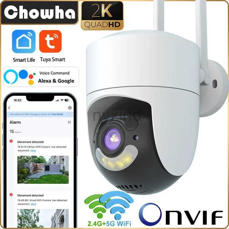 Kamery IP Outdoor Tuya Wi -Fi kamera IP 4MP bezprzewodowa kamera monitorowania bezpieczeństwa wewnętrznego inteligentne domowe automatyczne śledzenie Alexa 2.4G/5G kamera D240510