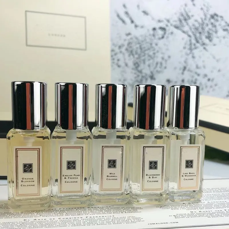 Varumärke parfum 5stkvinnor kropp spray vilda blåklockor orange blossom cologne 9mlx5 kvinnlig naturlig långvarig trevlig doft topp charmig doft för gåva