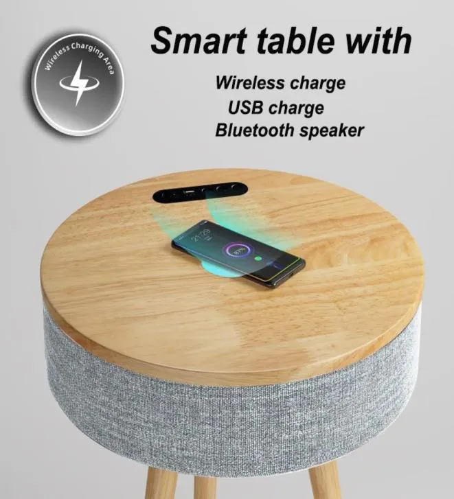 Kablosuz şarjlı nordic başucu masası, kablosuz şarj ile şarj yuvarlak masa ile basit küçük yatak odası masası 3205801