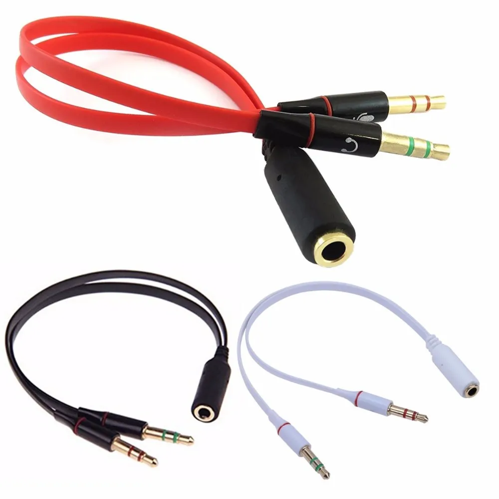 Cavo Splitter Audio Y Bianco 3,5 Mm – Adattatore Cuffie Piatto Per PC – Lunghezza 20 Cm