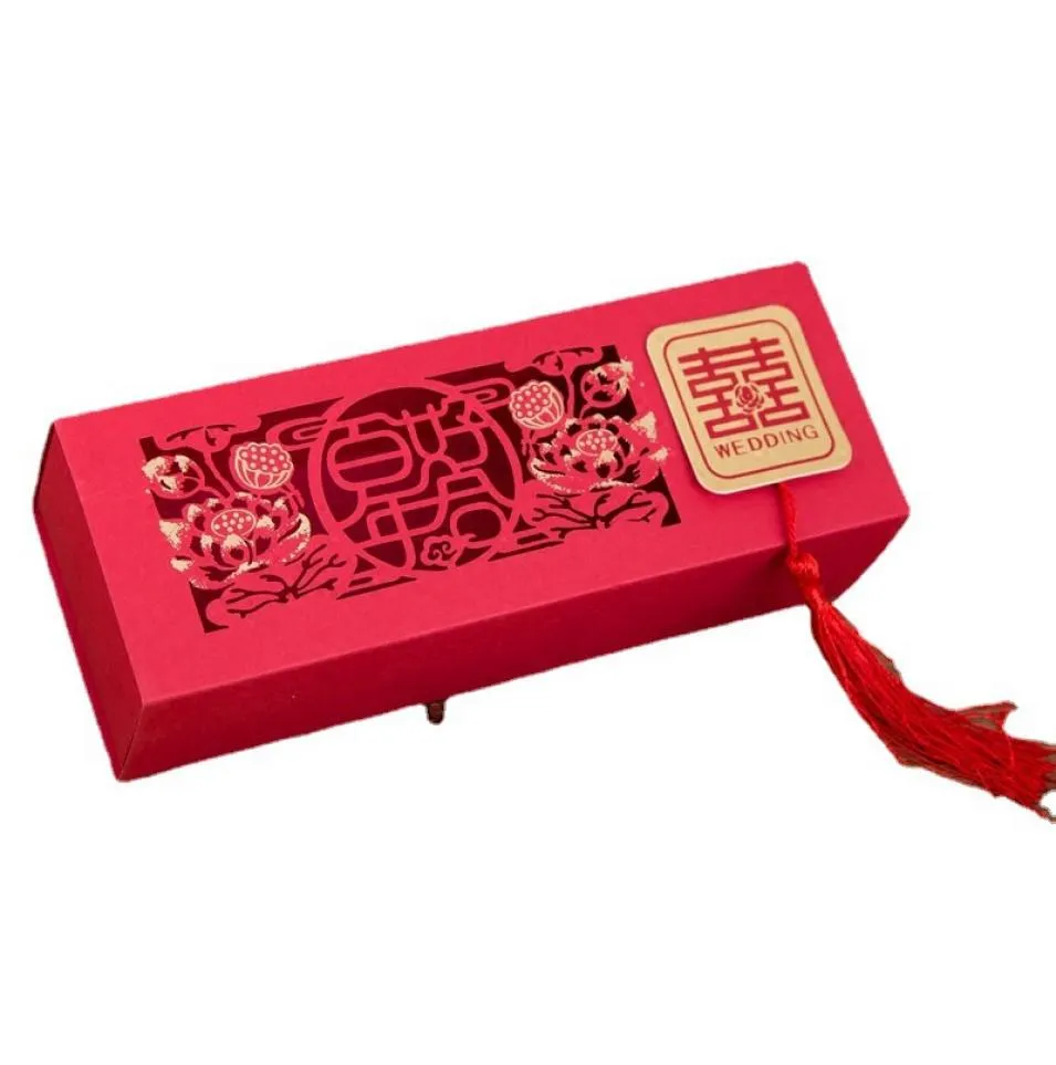 Leere Geschenkverpackung doppelte Glück Geschenktasche Asian Themeed Chinese Red Farbschublade Typ Hochzeit Candy Box Party Favorinhalter8454603