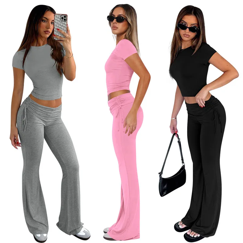 Nouveaux concepteurs survêtements d'été tenues femmes sets en deux pièces T-shirt à manches courtes et pantalons fustiles