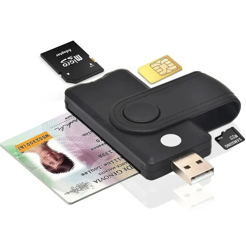 USB2.0 Lecteur de cartes à puces tout-en-un SIM SD TF IC IC Reader de carte à cartes externes Adaptateur de connecteur de carte de carte externe