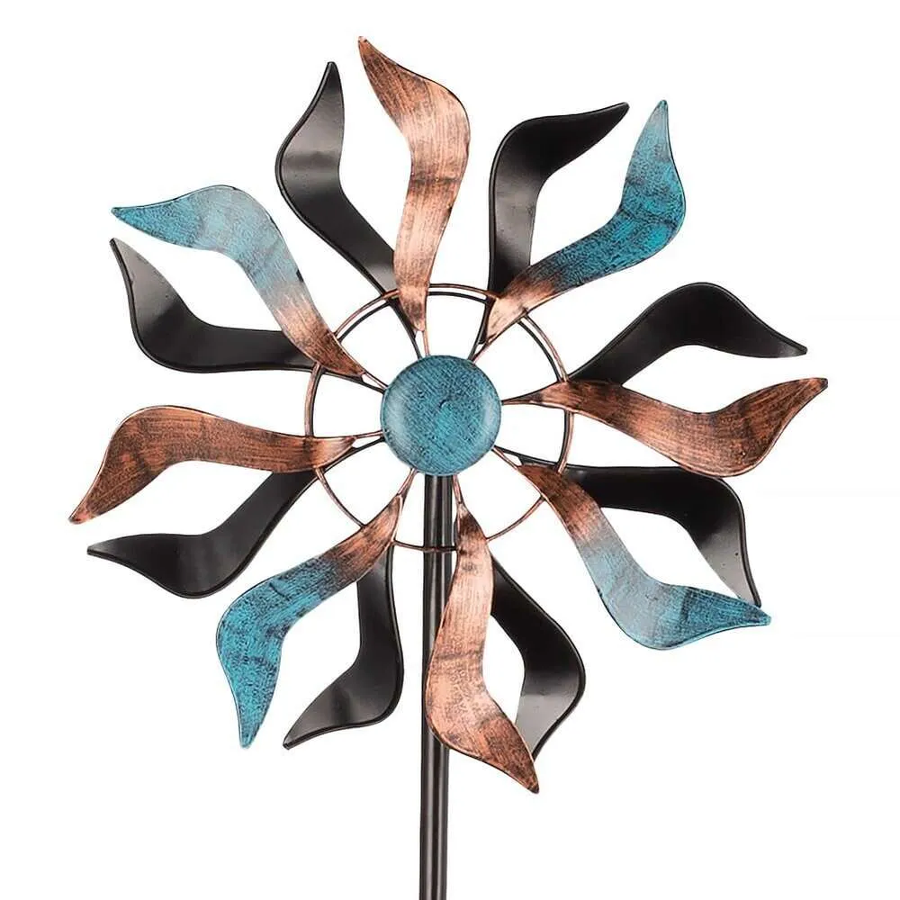 Vewogift metal spinners açık çift bıçak rüzgar heykel su geçirmez kinetik yel değirmen bahçe ve bahçe veranda çim dekorasyonu 23x13 inç