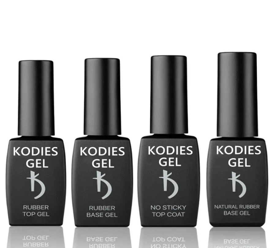 Kodies Gel 12ml8ml Base in gomma Coat Top Coat Solpone per chiodo gel UV Set Bright No Top Aviley NO WIPE Strong Rinforzo Base6491711