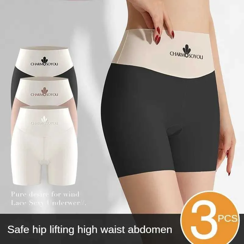 Shaper de barriga de cintura 3 peças/conjunto de calças de segurança shorts de cintura alta shorts femininos