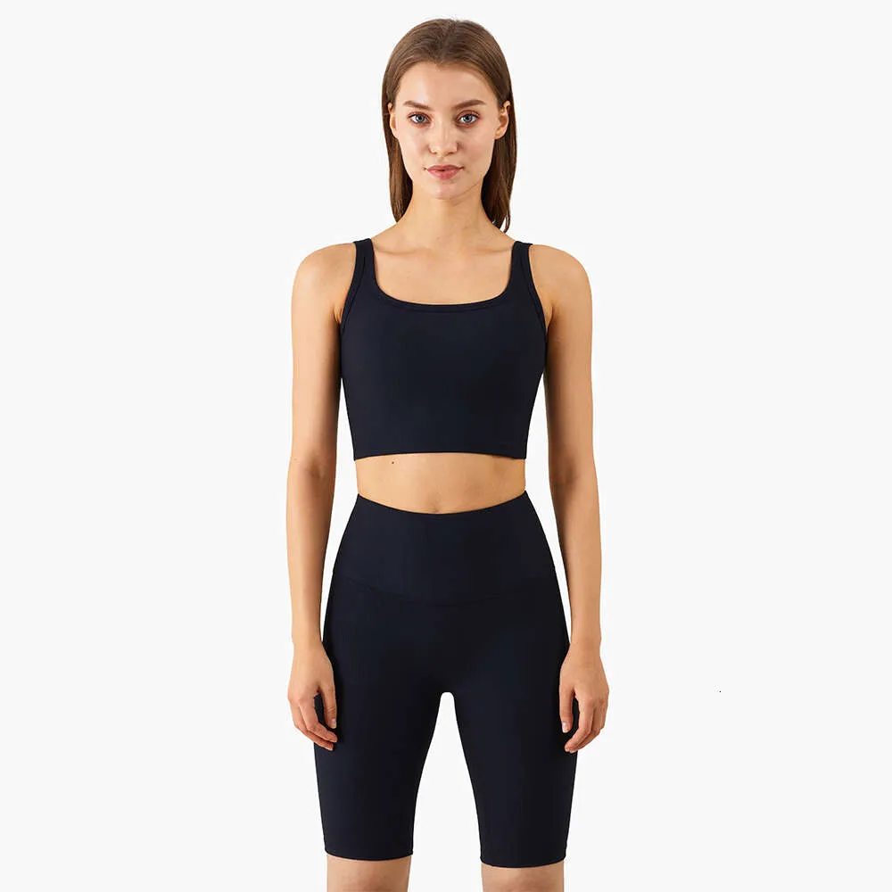 LU Align Set High Ize Ribbed Fabric Workout Gym Fiess Bra Ee et Shorts Leggings Yoga Set Lemon LL Gym Sport Running