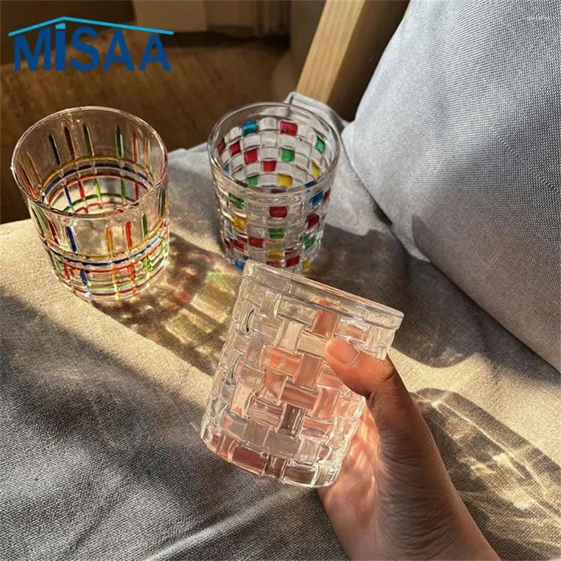 Wine Glasses Tempered Glass Cups Handmade Painted High Quality Various Styles Creative 2024 Coffee Cup European Style Contrast Color