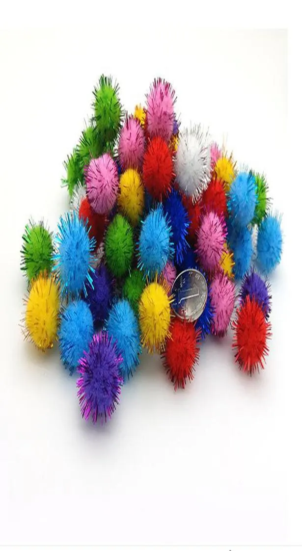 Arts Craft Pom Poms Glitter Poms Barkle Barkle Cloor Colled مع بهرج بريق ل Diy Craft Party Decoration Toys Multives6401412