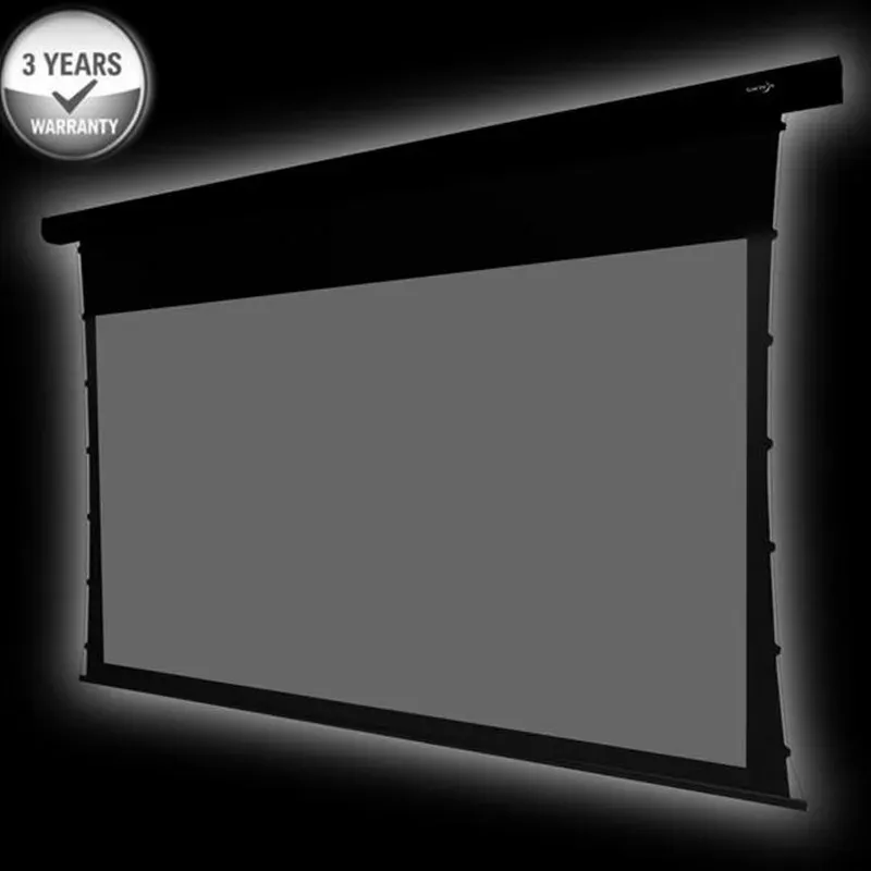 110 '' Black Diagonal 16: 9HDTV Hemma Cinema 4K Tab-spänning Motoriserad projektionsskärm med ALR Grey Ambient Light avvisande Gray ATS110
