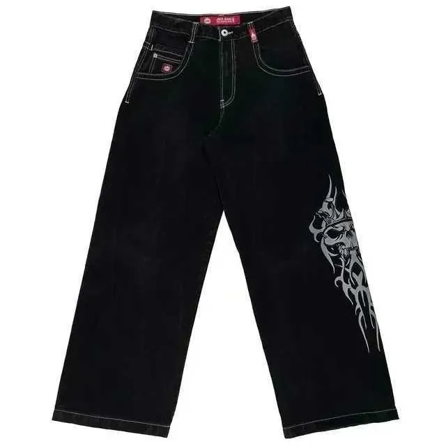 Mens JNCO Jeans, Hip Hop Retro Skull Embroidered Pocket