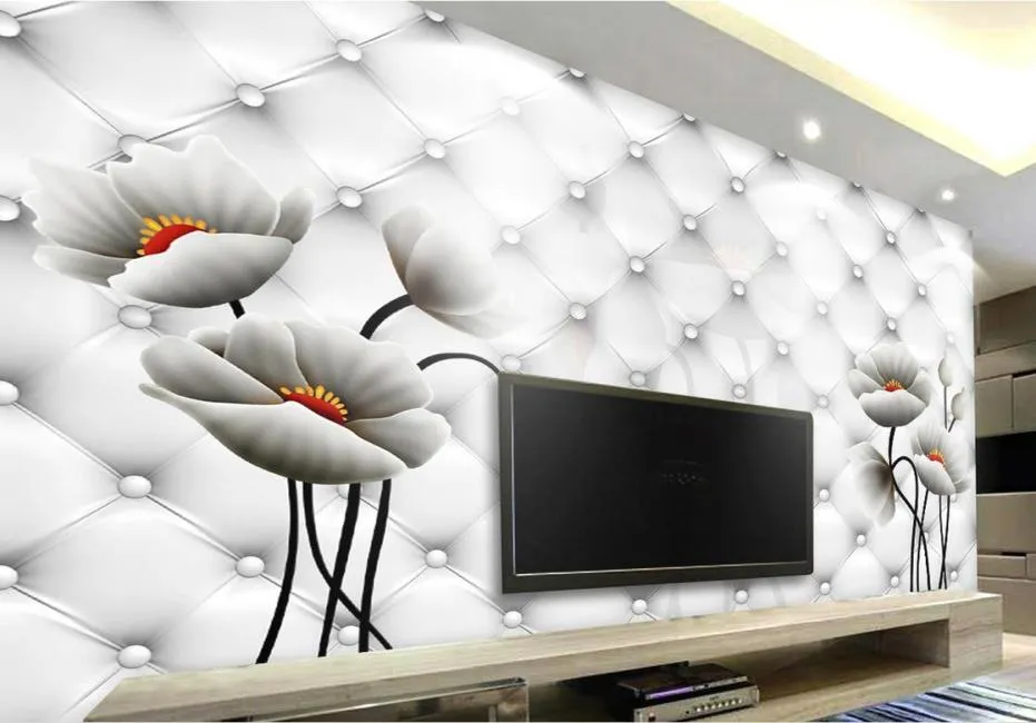 Résumé Lotus 3D Case douce TV Mur mural 3D Fond d'écran 3D Papiers muraux pour TV Backdrop5649122